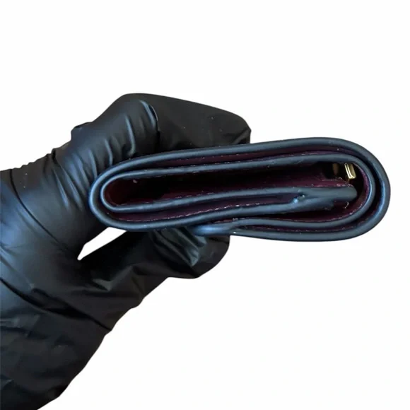 Tory Burch Eleanor Tri-Fold Compact Wallet - Claret Burgundy Leathe - Picture 4 of 6